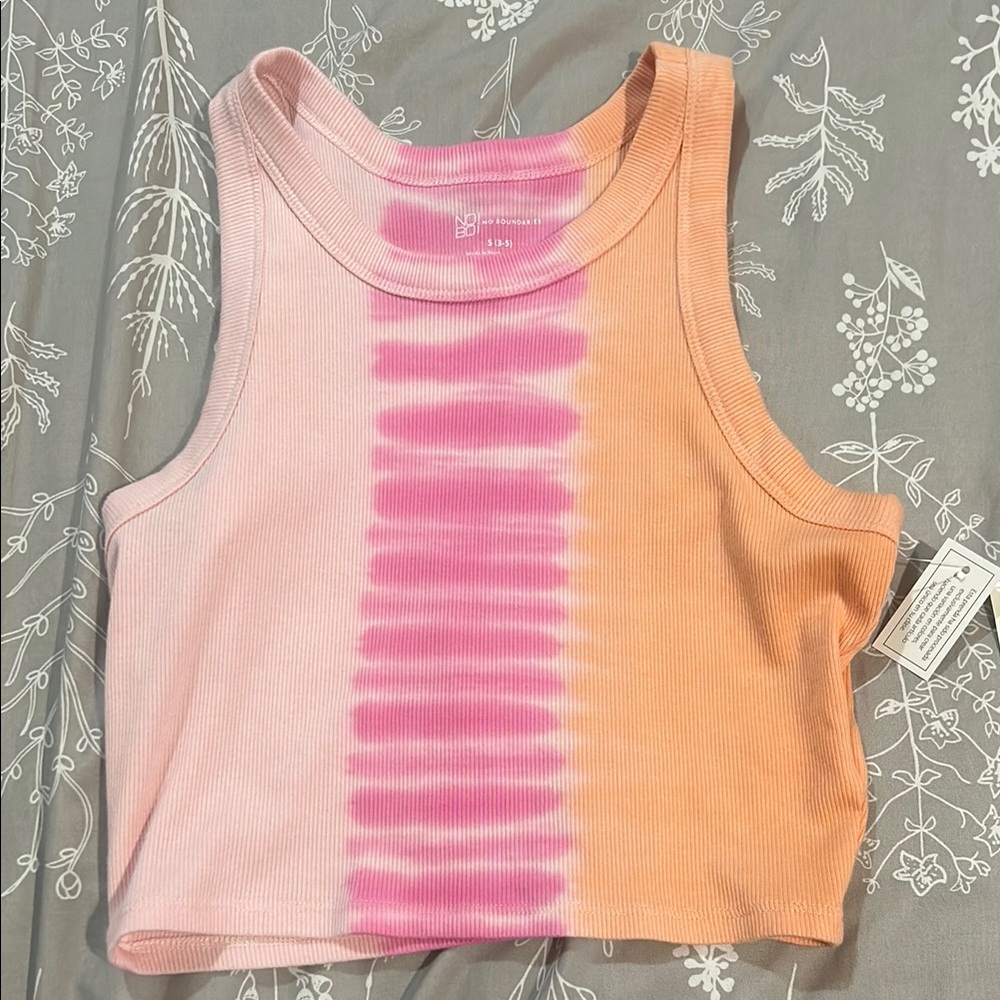 No Boundaries Orange and Pink Crop Tank Top
